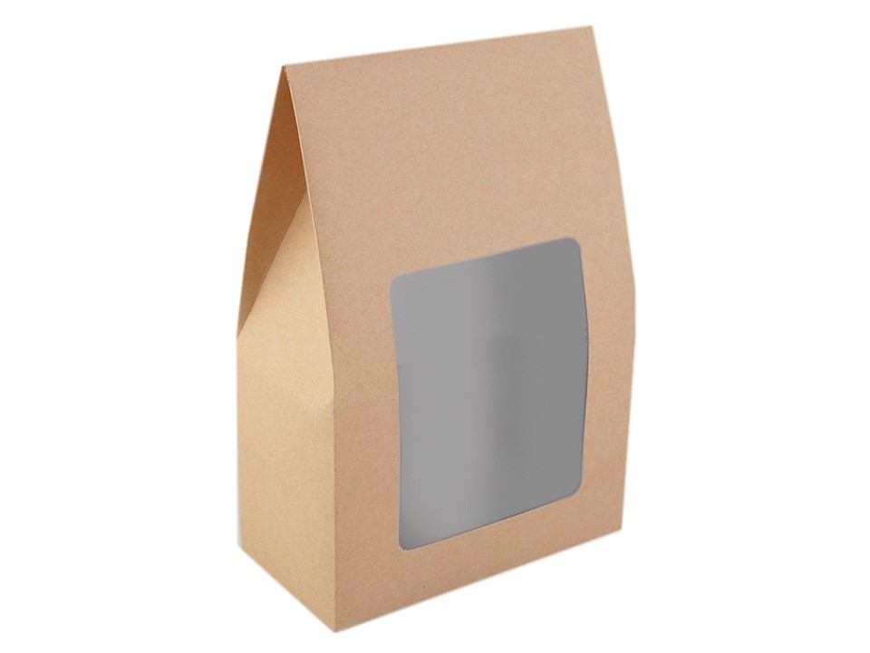 Papierová krabica NATURAL (s priehľadom, 16x23,5x8 cm)