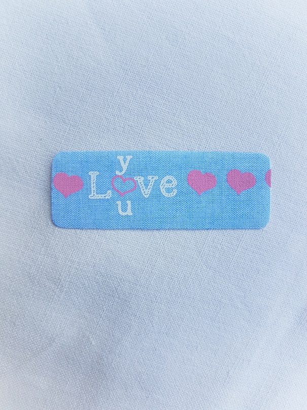 Nažehľovačka LOVE YOU (8x3 cm, modrá+ružová+biela)