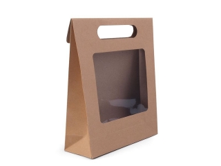 Papierová taška NATURAL (s priehľadom, 16x21x6,7 cm)