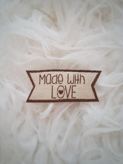 Nažehľovačka tkaná béžová MADE WITH LOVE (4,5 x 2cm)